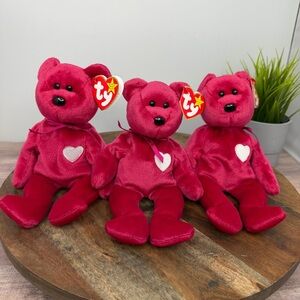 1999 Ty Beanie Baby set of 3  “Valentina” Bears - NWT